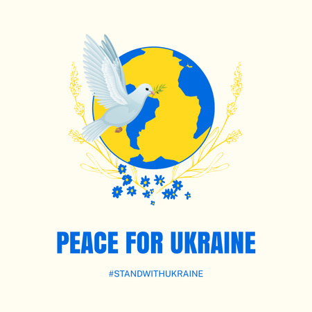 Peace for Ukraine with Dove of Peace Instagram Šablona návrhu