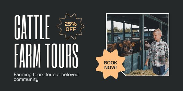 Plantilla de diseño de Discount on Cattle Farm Tours Twitter 