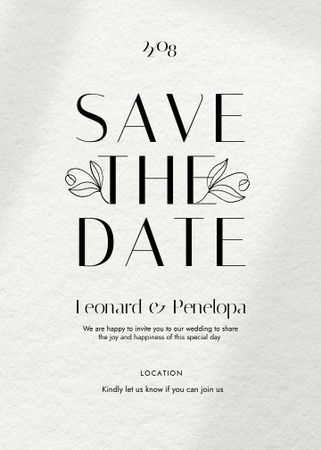 Plantilla de diseño de Save the Date Event Announcement with Flowers Illustration Invitation 
