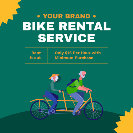 Bike Rental Services with Illustration of Cyclists Instagram Design Template