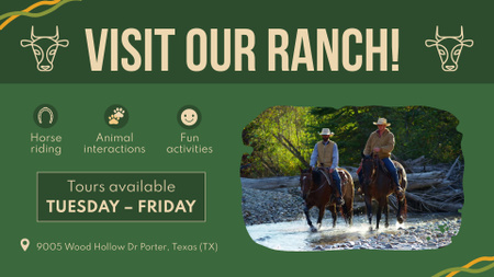 Modèle de visuel Visites captivantes du ranch avec équitation - Full HD video