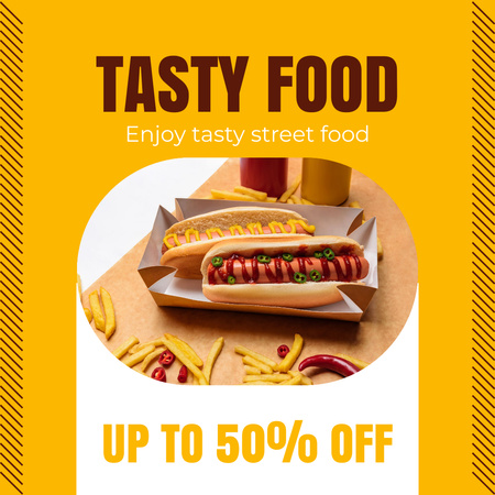 Oferta de desconto na Tasty Street Food Instagram Modelo de Design