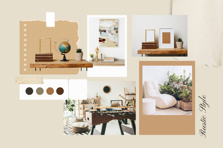Romantic Style Interior Design Beige Mood Board – шаблон для дизайну