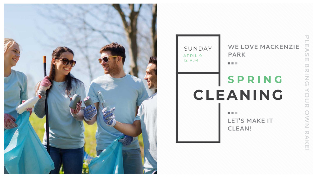 Platilla de diseño Ecological Event Volunteers Park Cleaning Title 1680x945px