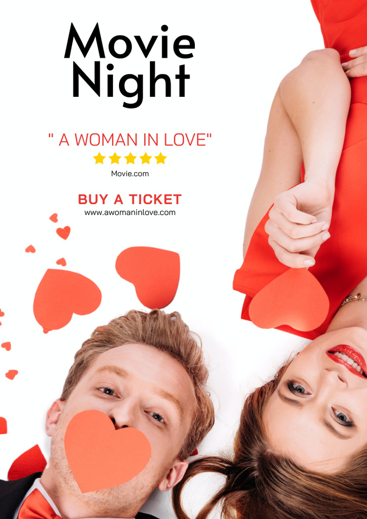 Plantilla de diseño de Movie Night Announcement with Couple of Lovers Poster A3 