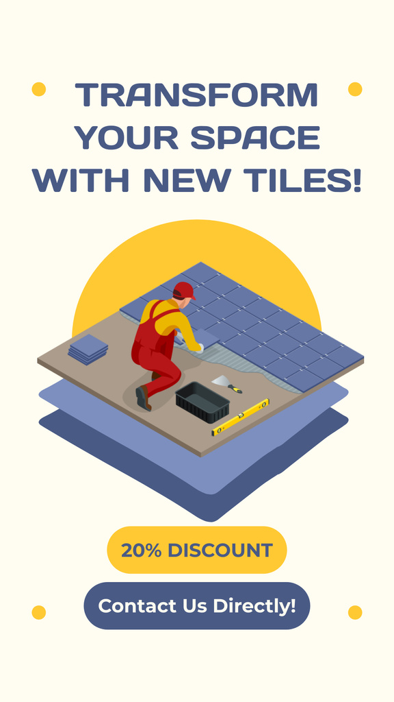 New Tiles For Spaces At Reduced Price With Installation Instagram Story Πρότυπο σχεδίασης