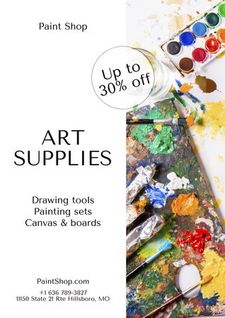 Art Supplies Sale Offer Poster Design Template