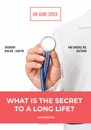 Doctor with Stethoscope at medical event Flyer A5 Design Template