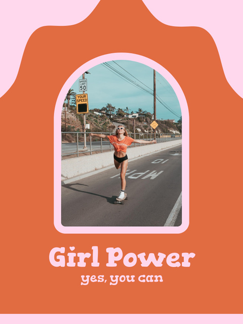 Inspirational Phrase with Girl on Skateboard Poster US – шаблон для дизайна