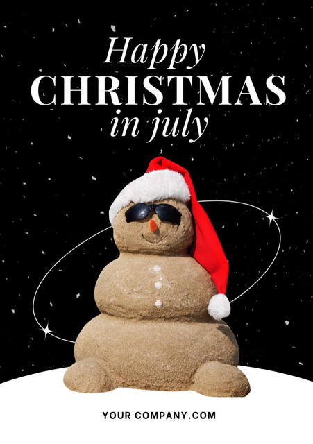 Exquisite Christmas in July Festivities Announcement With Snowman Flyer A5 Modelo de Design