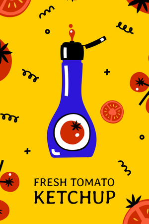 Cute illustration of Fresh Tomato Ketchup Pinterest Tasarım Şablonu