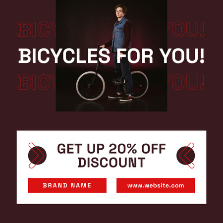 Oferta de Bicicletas para Você no Maroon Instagram Modelo de Design