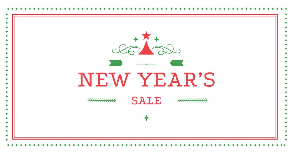 New Year's Sale in Red Frame Facebook AD Πρότυπο σχεδίασης
