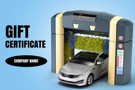 Automobile in Car Wash Gift Certificate Design Template