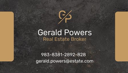 Ontwerpsjabloon van Business Card US van Real Estate Agent Services Ad with Dark Stone Texture