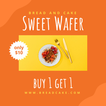 Sweet Waffle with Strawberries Instagram Design Template