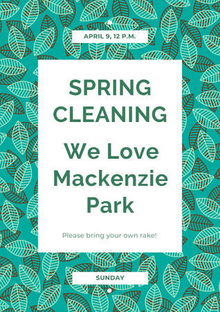 Ontwerpsjabloon van Poster van Spring Cleaning Event Invitation on Green Floral Texture
