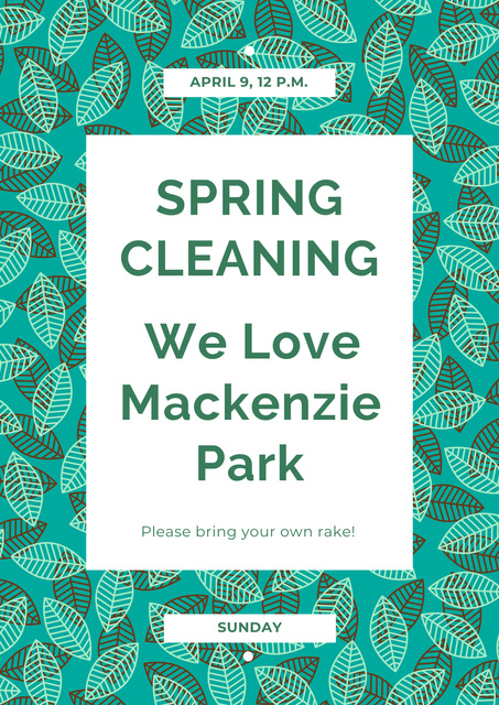 Designvorlage Spring Cleaning Event Invitation on Green Floral Texture für Poster
