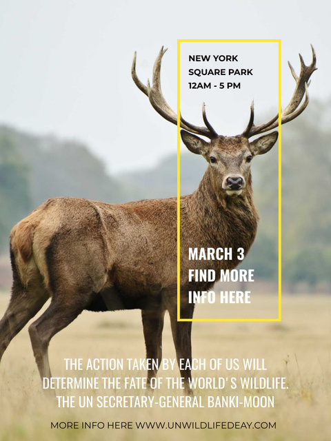 Eco Event announcement with Wild Deer Poster US Design Template