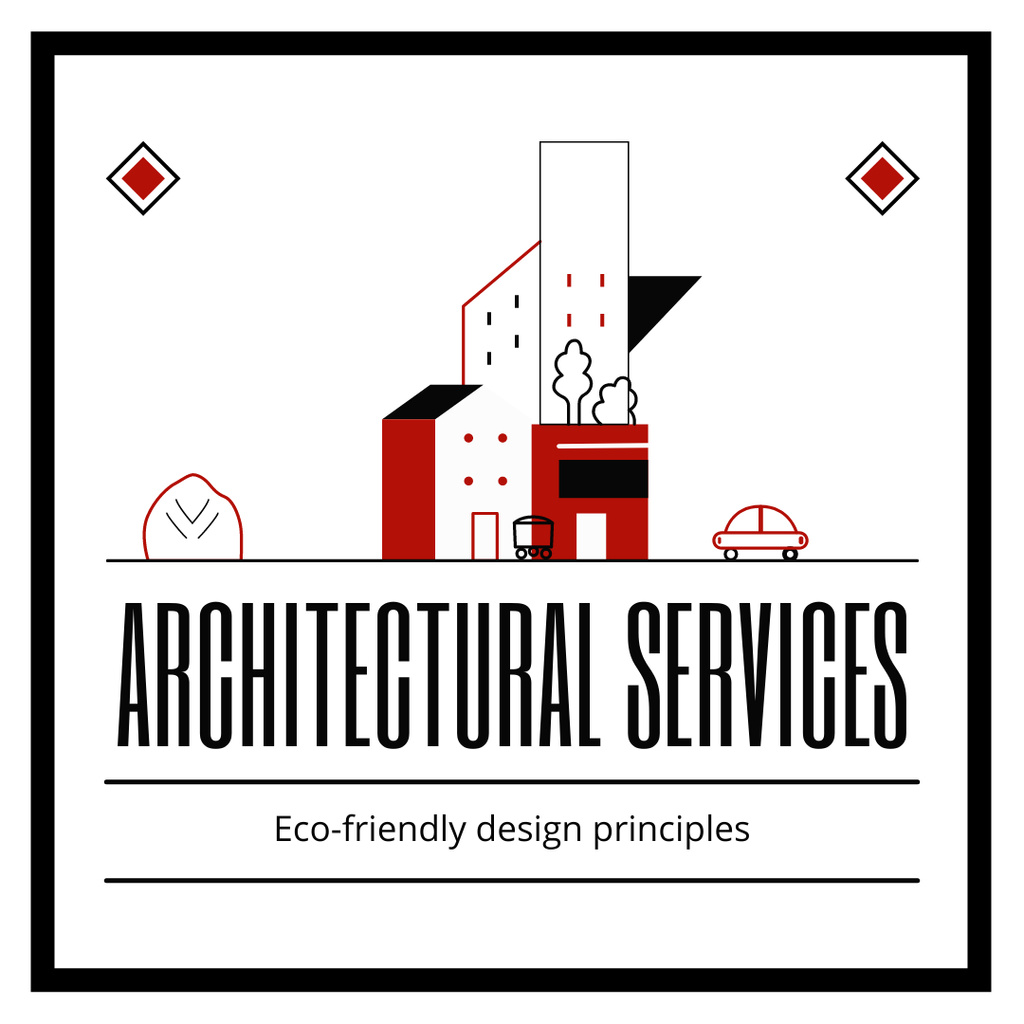 Architectural Services Ad with Illustration of Building Instagram Πρότυπο σχεδίασης