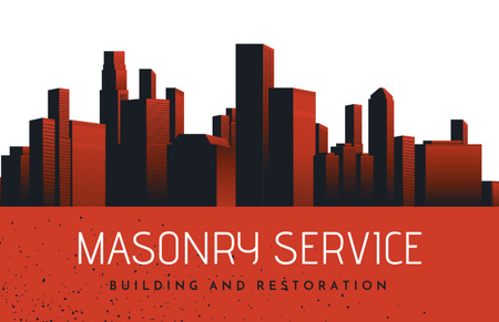 Masonry Building and Restoration Red Business Card 85x55mm Design Template