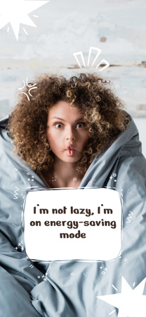 Humorous Quote About Laziness With Woman in Blanket Snapchat Moment Filter Design Template