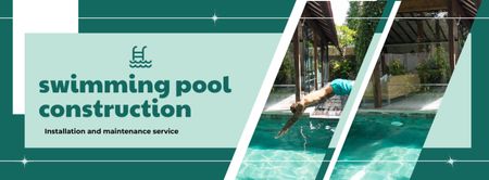 Offer of Services for Construction of Swimming Pools Facebook cover Design Template