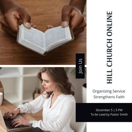 Online Church Announcement with Bible Animated Post Design Template