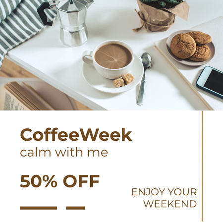 Modèle de visuel Offre de réduction de la semaine du café - Instagram