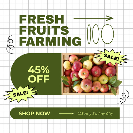 Discount on Fresh Fruits from Farm Instagram AD Design Template