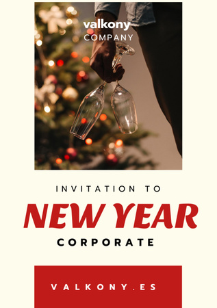 Man with Champagne at New Year Corporate Party Flyer A7 Design Template