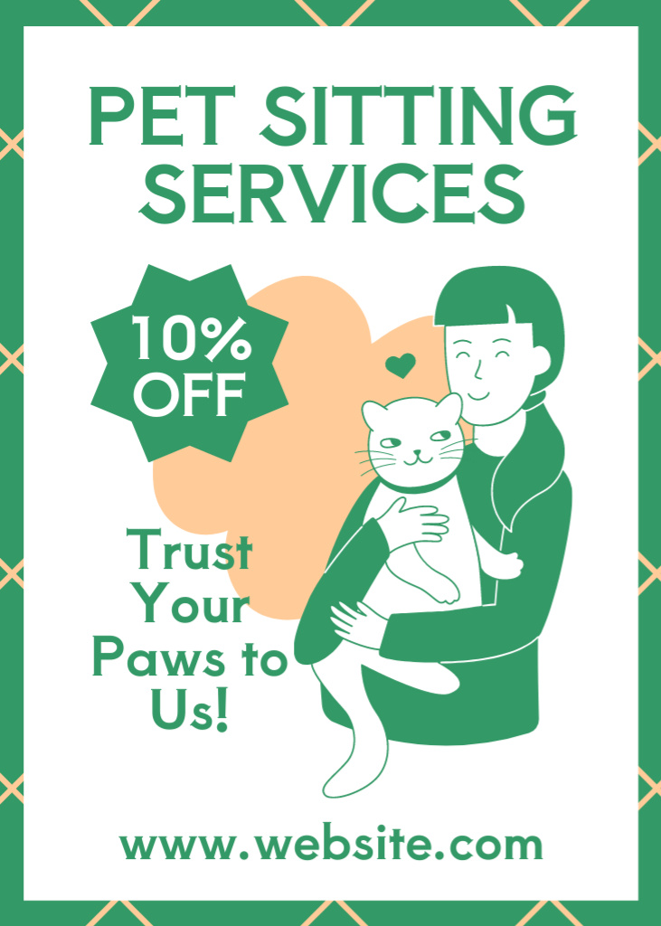Pet Sitting Services Discount Flayer Design Template