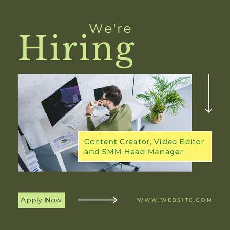 Available Positions Offer with Man at Working Place Instagram Design Template