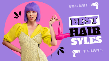 Hair Styles with woman Youtube Thumbnail Design Template