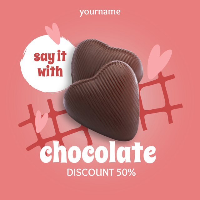 Ontwerpsjabloon van Instagram AD van Offer Discounts on Chocolate for Valentine's Day
