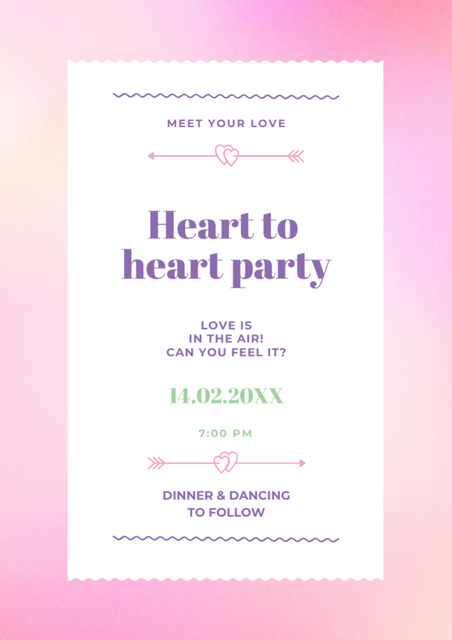 Heart to Heart Party Announcement Flyer A4 Tasarım Şablonu
