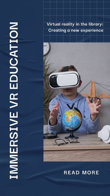 Kid in Virtual Reality Glasses Instagram Video Story Design Template
