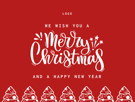 Karácsonyi és újévi kívánságok fa mintával Postcard 4.2x5.5in tervezősablon