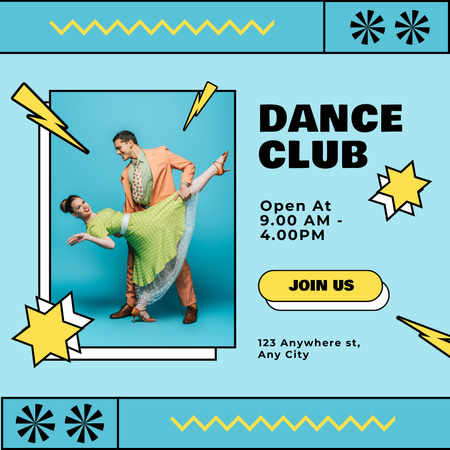 Dance Club Ad with Cute Couple Instagramデザインテンプレート