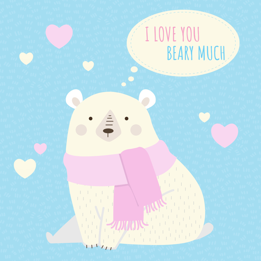 Cute Loving Bear with Hearts Instagram AD Πρότυπο σχεδίασης