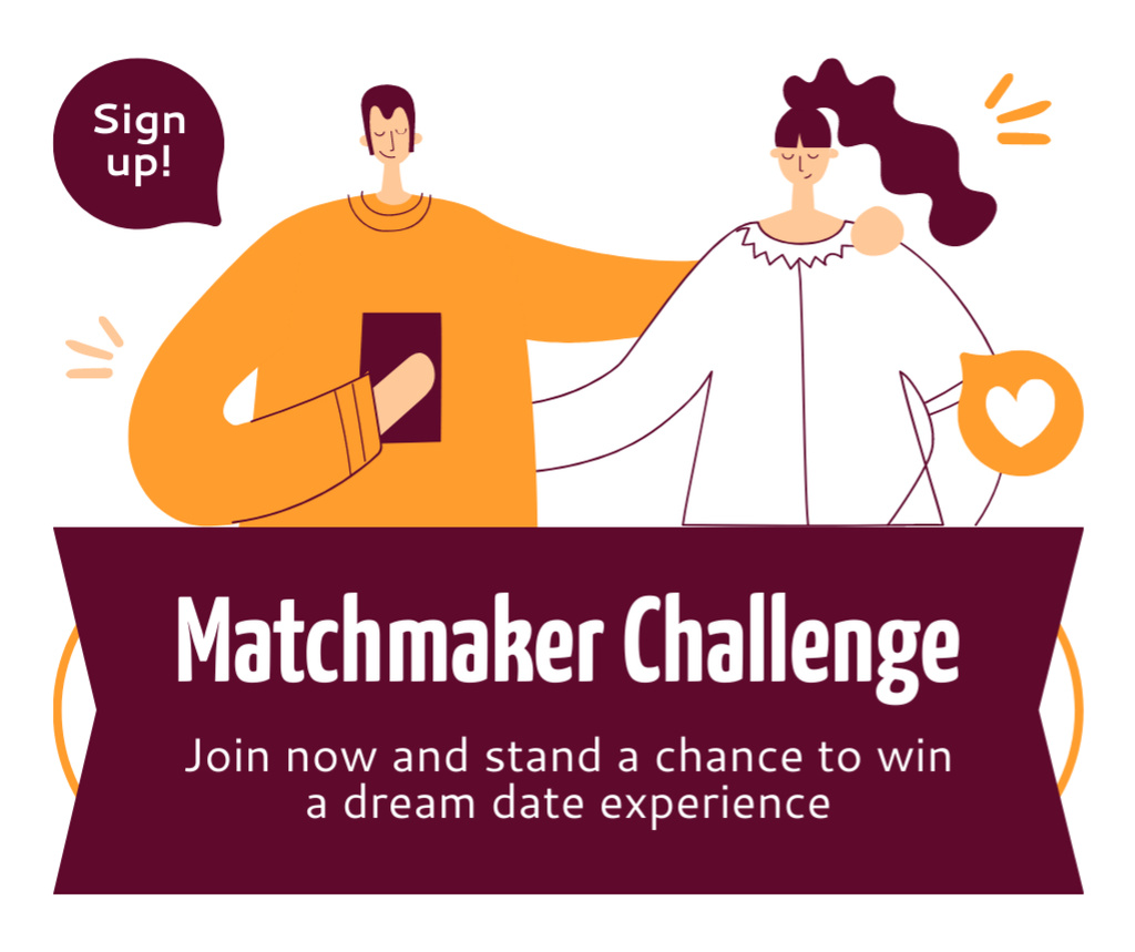 Ontwerpsjabloon van Facebook van Chance to Find Soulmate on Matchmaking Challenge