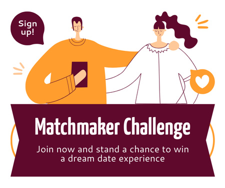 Ontwerpsjabloon van Facebook van Kans om Soulmate te vinden tijdens Matchmaking Challenge