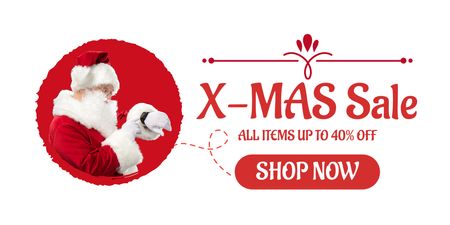 Time for X-mas Holiday Sale Red and White Twitter Design Template