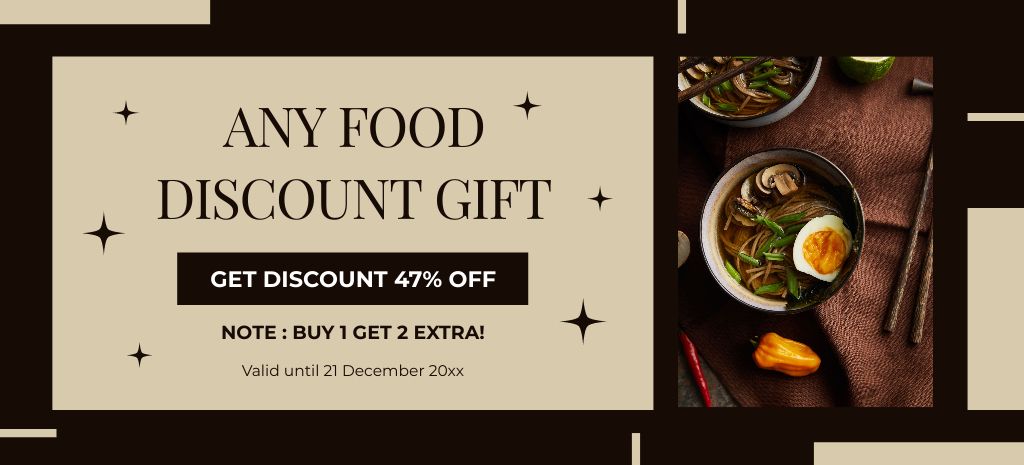 Any Food Discount Voucher from Cafe or Restaurant Coupon 3.75x8.25in Design Template