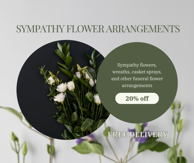 Modèle de visuel Sympathy Flower Arrangements Offer with Discount and Free Delivery - Facebook