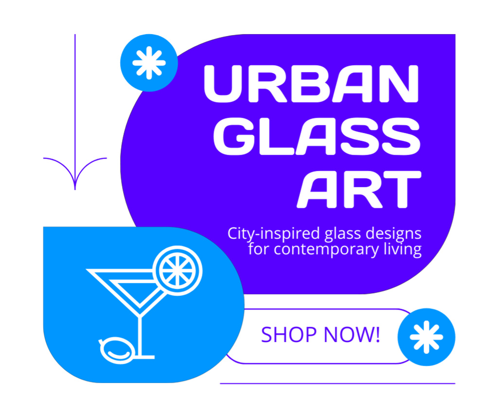 Ontwerpsjabloon van Facebook van Ad of Urban Glass Art with Illustration