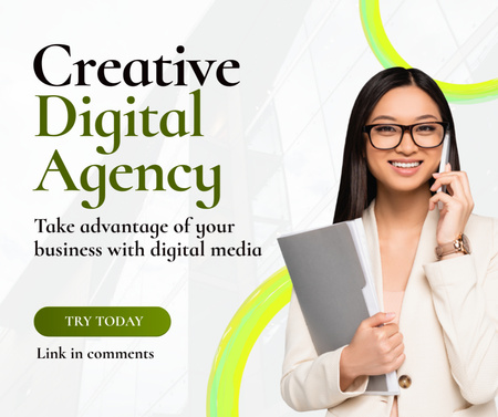 Креативная реклама цифровых бизнес-услуг Facebook – шаблон для дизайна