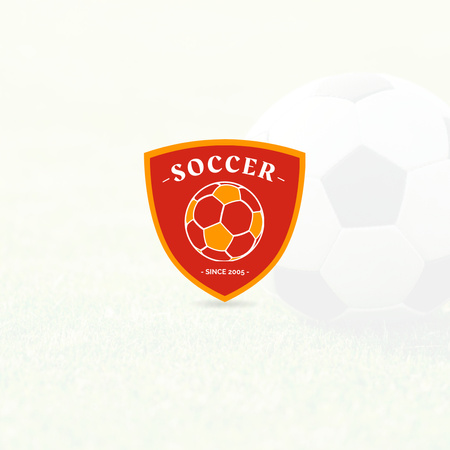 Emblem of Soccer Club with Red Shield Logo 1080x1080pxデザインテンプレート