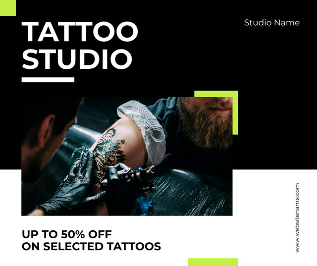 Designvorlage High Standard Tattoo Studio Service With Discount für Facebook