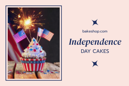 Aromatic Cakes For USA Independence Day Offer Flyer 4x6in Horizontal – шаблон для дизайна